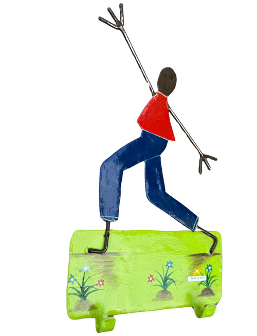 Whimsical Boy Orange Hand Painted Triple Wall Hook Whimsical Design Haiti, Vintage Whimsical Decor, Home Decor, Boy Room Art, Colorful Home Decor