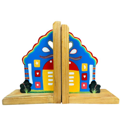 Colorful Hand Painted Bookends Handmade in Haiti, Vintage Home Decor, Vintage Home Art, Colorful Bookends, Colorful Home Decor, Vintage Home Decor 