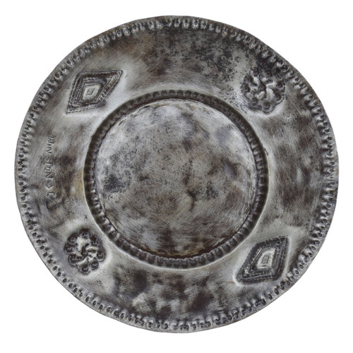 Functional Handcrafted Haitian Metal Art, Round Metal Geometric Tray, Eco-Friendly