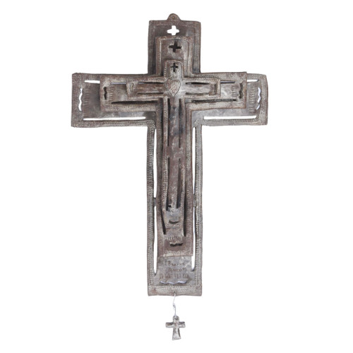 Layered 3 Dimensional Stacked Handmade Metal Cross