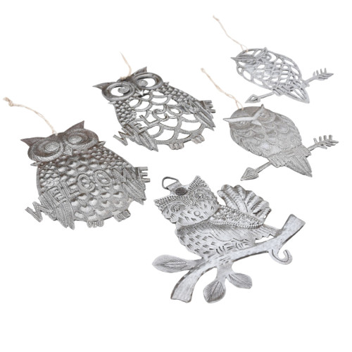 Collection of Owls one of a kind collection, Haitian Metal Art, Haiti Fair Trade