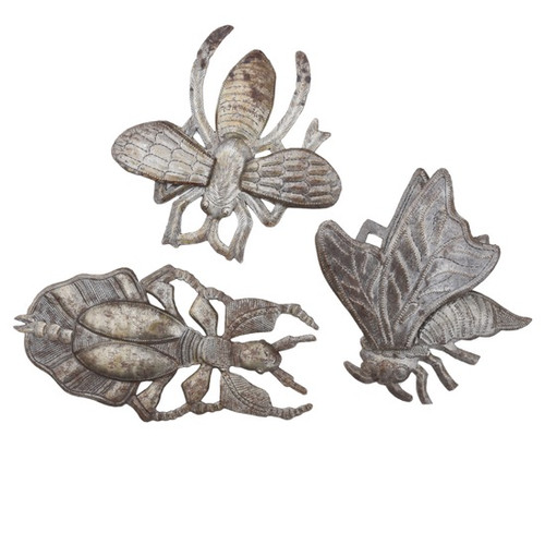 Rustic Oil Drum  Garden Bugs and Beetles,Haitian Metal Art, Patio Decor