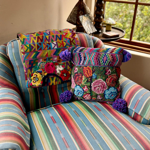 Vintage Handmade Guatemalan, Woven on a Back Strap Loom, Black Base Color  Huipil from Tecpan