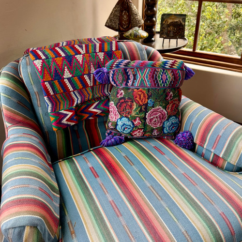 Vintage Handmade Guatemalan, Woven on a Back Strap Loom, Green Base Color  Huipil from Tecpan