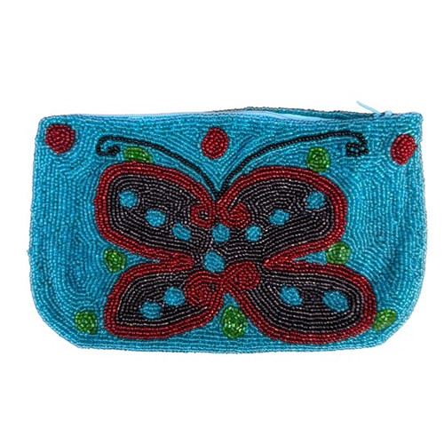 Beaded Clutch hand made in Haiti butterfly motif