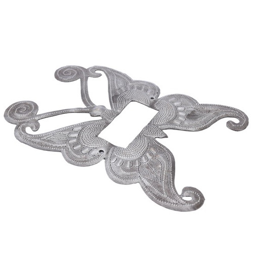 Rocker Switch Plate Cover, Metal Butterfly, Handmade, Recycle Oil Drum