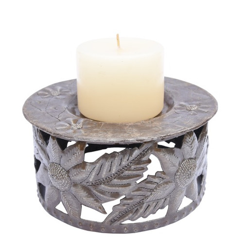 One of a Kind Hand Pounded Candle Holder, Fair Trade Haiti