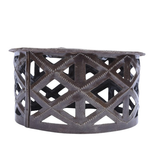 One of a Kind Geometric Hand Pounded Candle Holder, Fair Trade Haiti