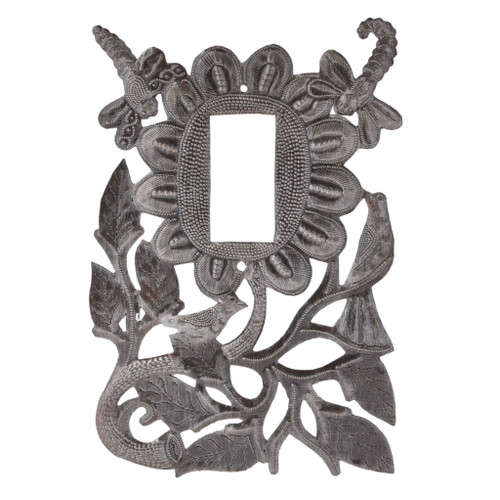 handmade rocker plate cover, Haitian metal switch plate, recycled metal art, dragonfly wall decor, Fair Trade home accessories, handmade bird and flower switch cover, eco-friendly wall plate handmade rocker plate cover, Haitian metal switch plate, recycled metal art, dragonfly wall decor, Fair Trade home accessories, handmade bird and flower switch cover, eco-friendly wall plate