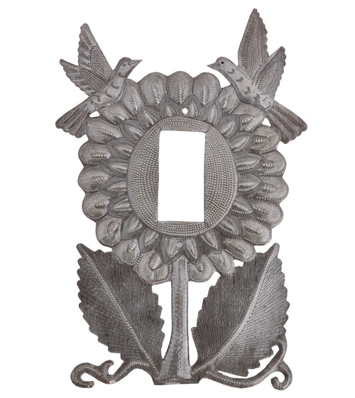 handmade rocker plate cover, Haitian metal switch plate, sunflower wall decor, Fair Trade home accessories, recycled metal art, bird and flower switch cover, handmade home décor handmade rocker plate cover, Haitian metal switch plate, sunflower wall decor, Fair Trade home accessories, recycled metal art, bird and flower switch cover, handmade home décor