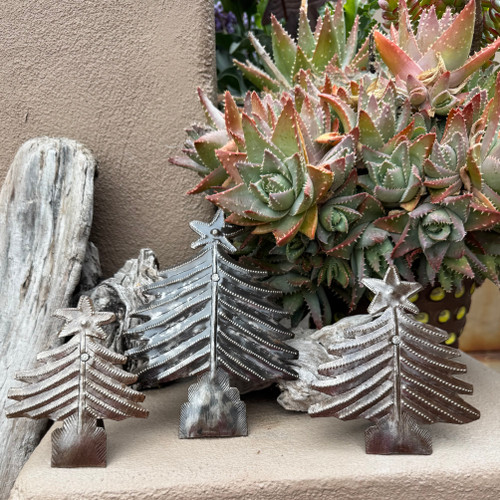 Set of 3 Christmas Trees, Holiday Table Top Decor, Gift Giving, Primitive Folk Art
