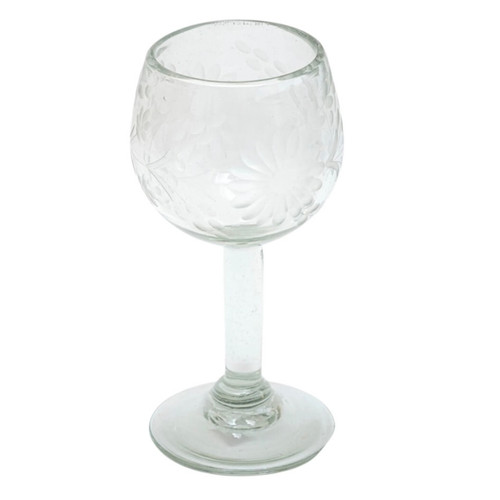 Handblown Etched Mexican Wine or Water Glasses