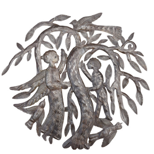 Primitive Adam and Eve Haitian Metal Art