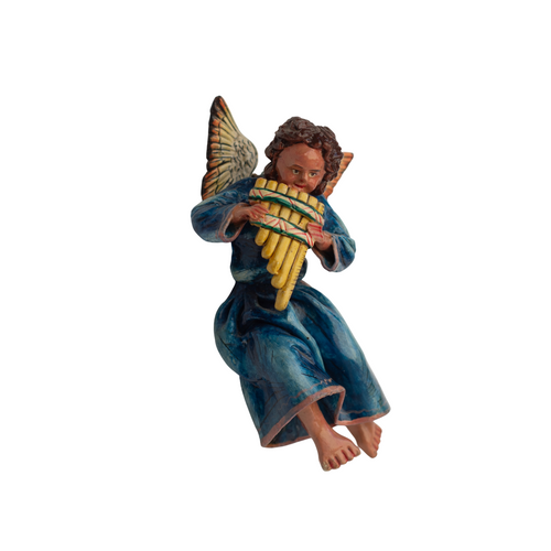 Handmade Retablo Ornaments, Ornament, Vintage Ornament, Peruvian Folk Art, Claudio Jimenez Quispe, Angel Ornament, Plaster Ornament, Colorful Ornament, Angel with Pan Pipe, Pan Pipe Angel Ornament, Musical Ornament, Musical Choir, Angelic Choir