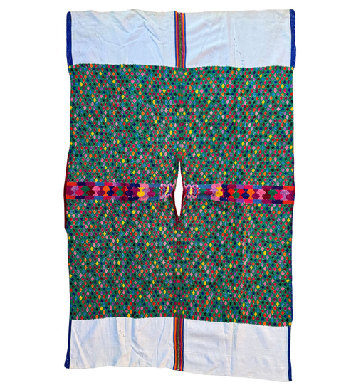 Vintage Handwoven Huipil Blouse – Guatemalan Mayan Textile with Tiny Diamond Pattern | Authentic San Pedro Sacatepéquez Clothing