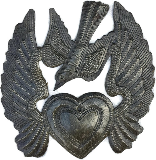 Haitian metal heart, handmade heart art, recycled steel decor