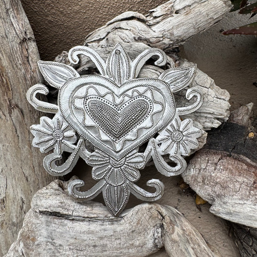 artisan wall sculpture, Haitian recycled steel art, fair trade handmade gift, small metal wall art, cultural décor, handmade Haitian ornament