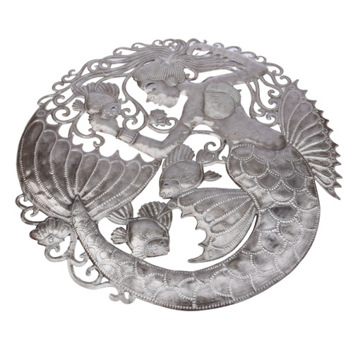 Mermaid, Caribbean handmade gifts, Outdoor garden wall art, Recycled metal art Haiti