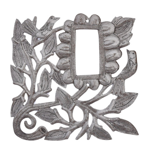 Haitian metal art outlet cover, Recycled metal flower wall décor, Handmade rocker outlet plate, Fair trade home décor