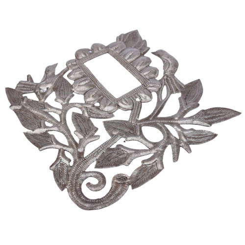Eco-friendly decorative switch plate, Garden art gift, Haitian recycled steel barrel art, Flower outlet cover handmade Haiti
