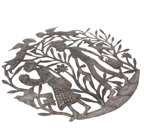 Fair Trade metal wall art
Recycled metal spiritual art
Handmade Haitian décor
Biblical scene wall sculpture