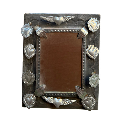 Vintage Tin Milagro Mirror
Mexican Milagro Mirror
Oaxaca Folk Art Mirror
Handmade Mexican Tin Art
Sacred Heart Milagro