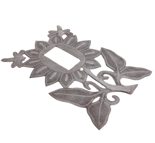 It's Cactus Flower Rocker with Dragonflies, Decorative Spring Outlet Cover Handmade Haiti Recycled Metal 9.5" X 6.5", Wall Plates