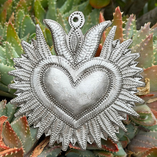 recycled steel heart
boho wall decor
folk art heart