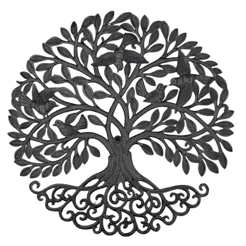 tree of life wall art, metal tree wall decor, bird wall art metal, Haitian metal art, garden wall decor