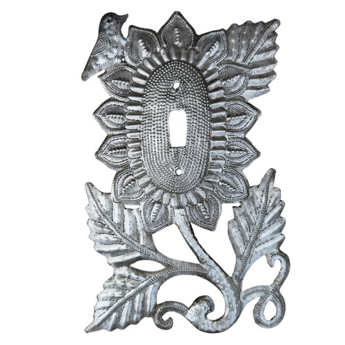 Haitian Metal Sunflower Outlet Plate Cover with Dragonflies, Decorative Spring Electric Wall Plate Covers