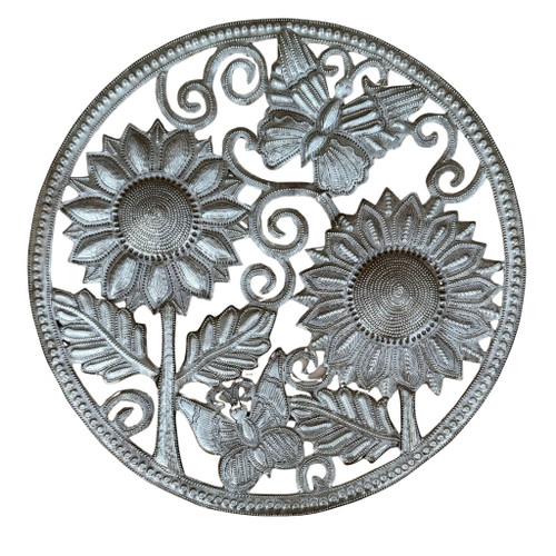 Haitian wall sculpture, recycled steel art, fair trade decor, handmade metal wall art