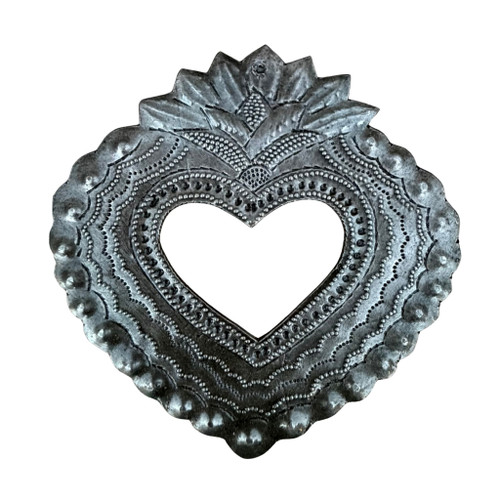 Haitian metal art, sacred heart ornament, Haitian heart decor, fair trade gift, recycled steel art
