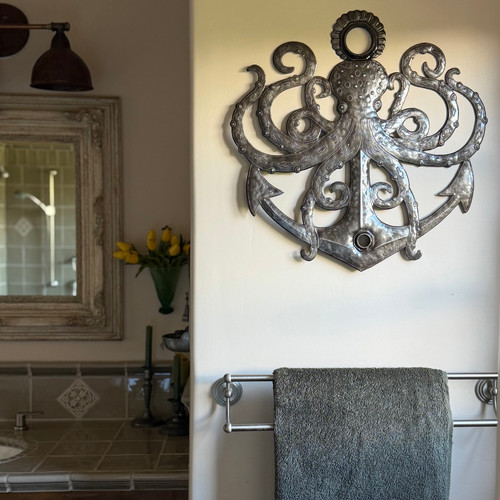 coastal wall art, recycled oil drum art, Haitian wall sculpture, marine life decor