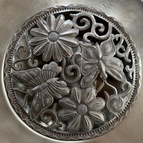 floral metal art, flower wall decor, garden wall art, botanical wall decor, hand cut metal art, hand tooled metal