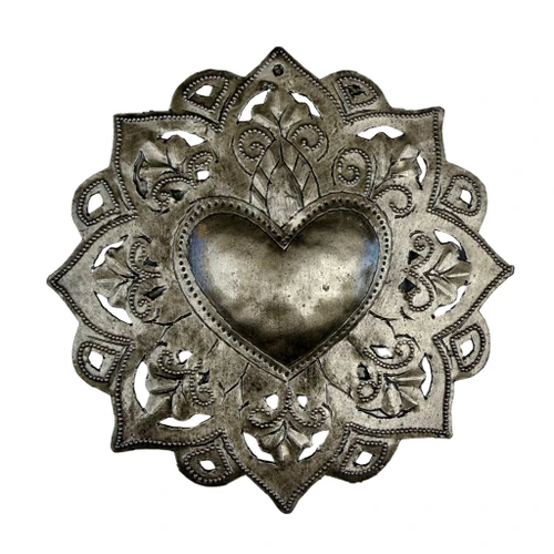 Haitian metal art, Haitian heart wall art, metal heart wall decor, recycled metal heart, recycled steel wall art, Haiti metal art, handmade Haitian art, fair trade wall decor