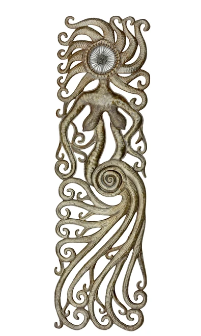 Haitian Vodou art, Haitian Voodoo art, Haitian metal art, Vodou wall art, Voodoo wall art, Haitian female spirit, Haitian spirit sculpture, Haitian folk art, one of a kind Haitian art, recycled metal wall art, recycled oil drum art