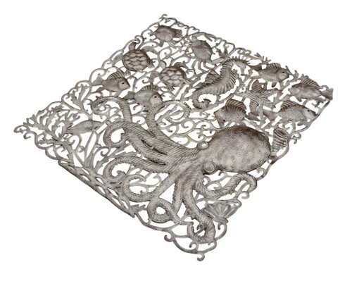 Sea Life, Coastal Décor, Recycled Steel, Folk Art, Large Wall Art, Handmade in Haiti