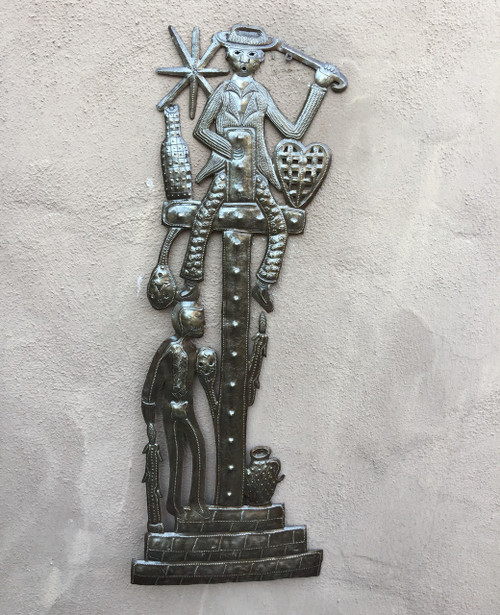 Ghede Haitian voodoo art cemetery metal wall art, Baron Samedi painting, Loa of death artwork, Afro-Caribbean folk art Ghede Haitian voodoo art cemetery metal wall art, Baron Samedi painting, Loa of death artwork, Afro-Caribbean folk art