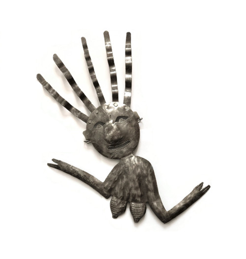 Haitian Metal Art, Haiti Wall Decor, Haitian Mask, Steel Drum Art, Folk Art Sculpture, Whimsical Girl