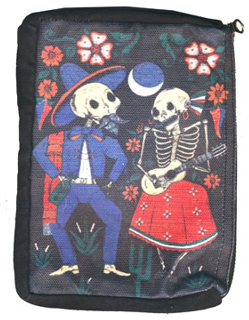 Skeletons Dancing in the Moonlight  Zippered Canvas Case 7.5" X 6"