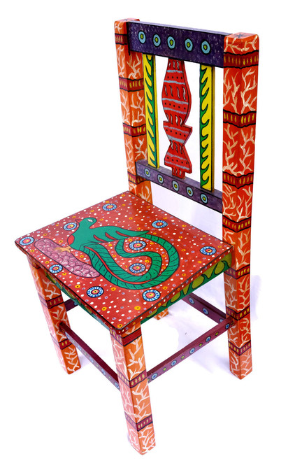 Guatemalan Hand Painted Chair 14" x 13.25" x 32.5"