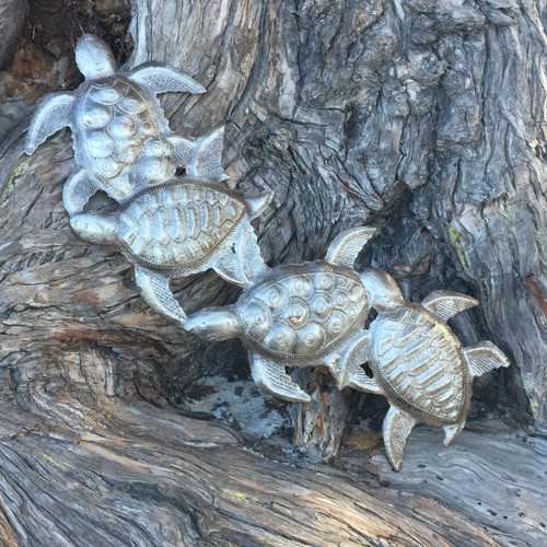 Sea Turtle Haitian Metal Art SM503   6" x 17"