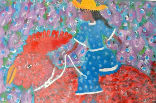 Vintage Gerard Fortune Painting, Vintage Haitian Gerard Painting, Gerard Fortune Haiti 