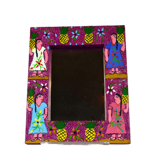 Whimsical Hand Painted Mirror 7" x 8.5"