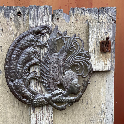 Flying Angel - Metal Wall Art, Handmade in Haiti Fair Trade Garden Decor 14" x 14" Flying Angel - Metal Wall Art, Handmade in Haiti Fair Trade Garden Decor 14" x 14"