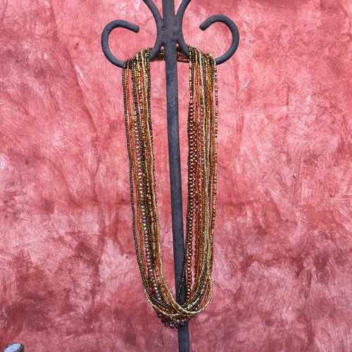 Multi Strand Choker Necklace made of glass beads that have been hand loomed by women artisans in the Lake Atitlan region Guatemala