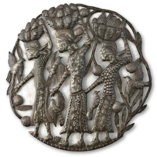 Women to Market, Haiti Market, Steel Metal, Recycled Oil Drums Women to Market, Haiti Market, Steel Metal, Recycled Oil Drums