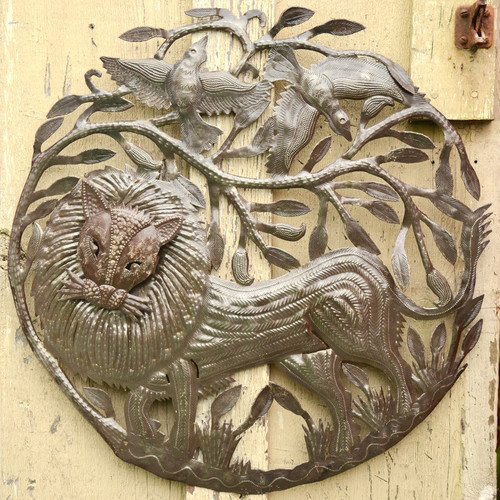Lion King, King of the Jungle, Limited Edition, One-of-a-Kind, Sculpture, Art, Metal, Fair Trade, Haiti, Sustainable, Eco-Friendly Lion King, King of the Jungle, Limited Edition, One-of-a-Kind, Sculpture, Art, Metal, Fair Trade, Haiti, Sustainable, Eco-Friendly