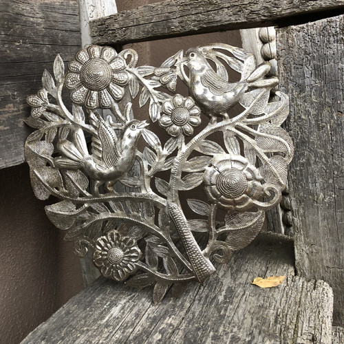 Heart with Floral and Organic Life, Artistic metal sculpture, Handmade in Haiti 11 inch Heart with Floral and Organic Life, Artistic metal sculpture, Handmade in Haiti 11 inch