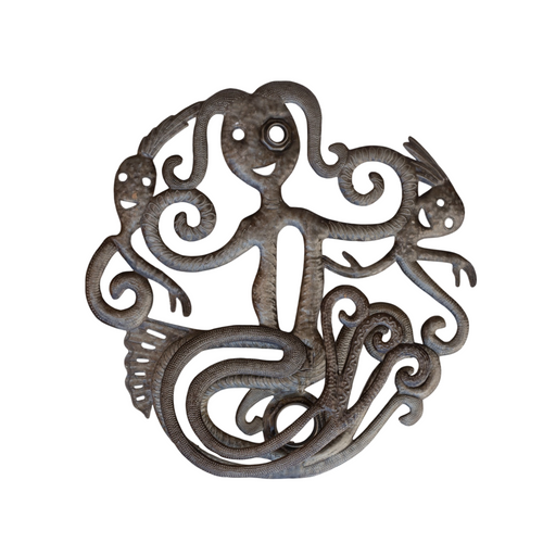 Handcrafted Haitian Metal Art, 3D Voodoo Mermaid with Spirits, Unique Home Decor, Voodoo Decor, Voodoo Mermaid & Spirits, Vintage Voodoo Decor, Vintage Voodoo Sculpture Handcrafted Haitian Metal Art, 3D Voodoo Mermaid with Spirits, Unique Home Decor, Voodoo Decor, Voodoo Mermaid & Spirits, Vintage Voodoo Decor, Vintage Voodoo Sculpture